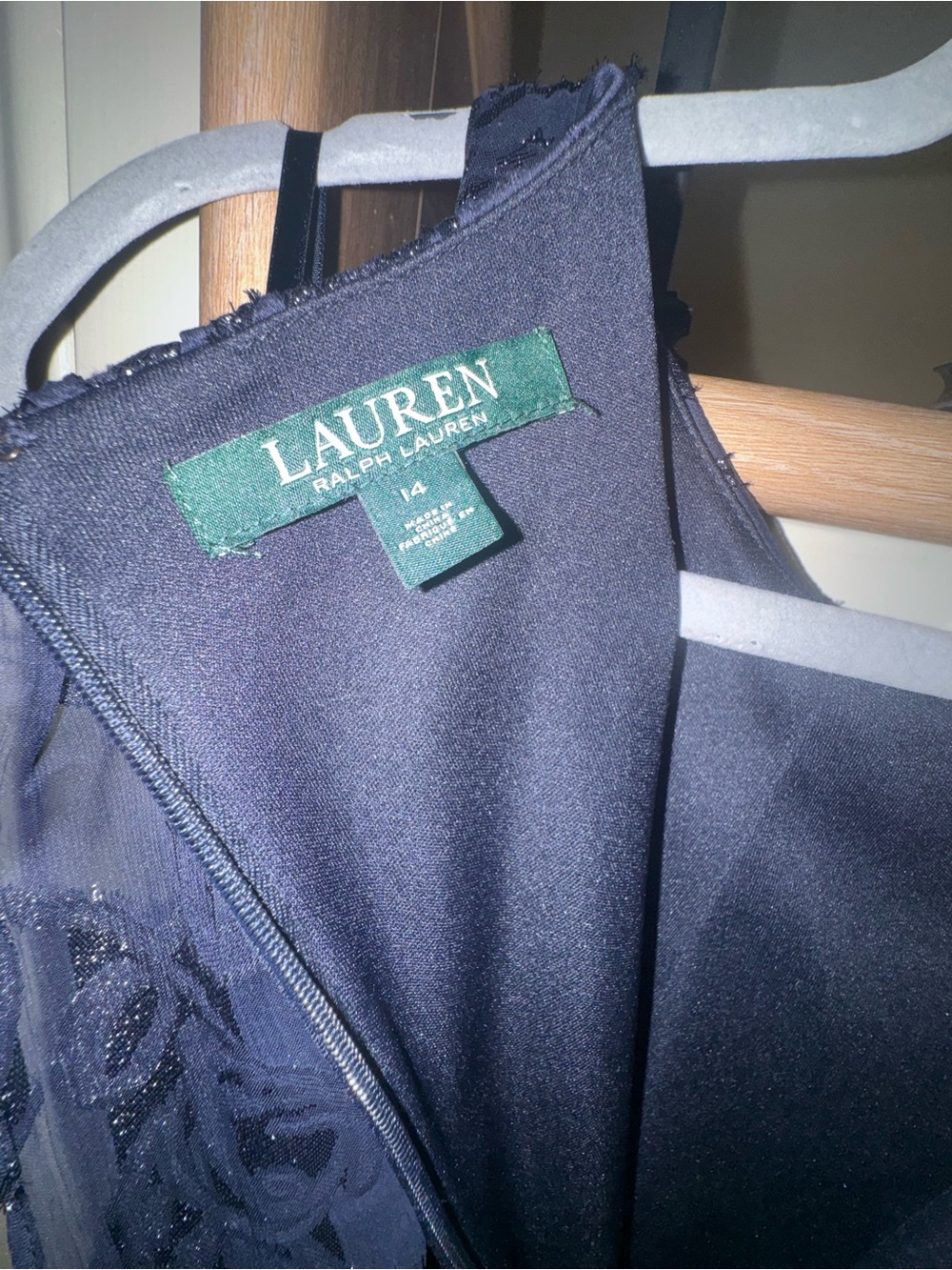 Ralph Lauren Navy Cold-Shoulder Lace Maxi Dress - Picture 8 of 9